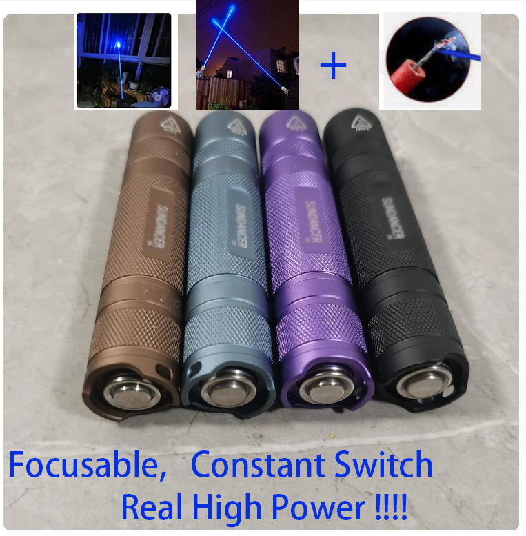 High Power Long Range 3000 Blue Light Focusable Flashlight Direction Singal Light