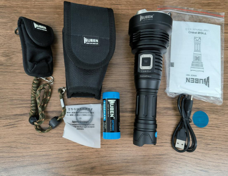 WUBEN T102 pro USB Type C Rechargeable Tactical Flashlight XHP70.2 3600 Lumen LED 500 Meter
