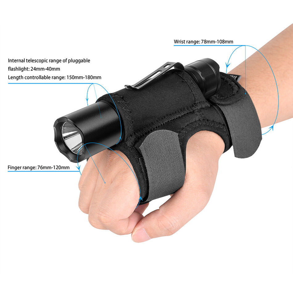 1PCS Wrist Arm Nylon Holster Flashlight Strap Gloves for 25mm-30mm Torch Fishing Diving Biking