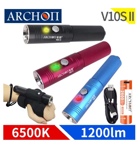 ARCHON V10S II 1200 lumen Scuba Diving Light Dive instructor With Battery Gloves