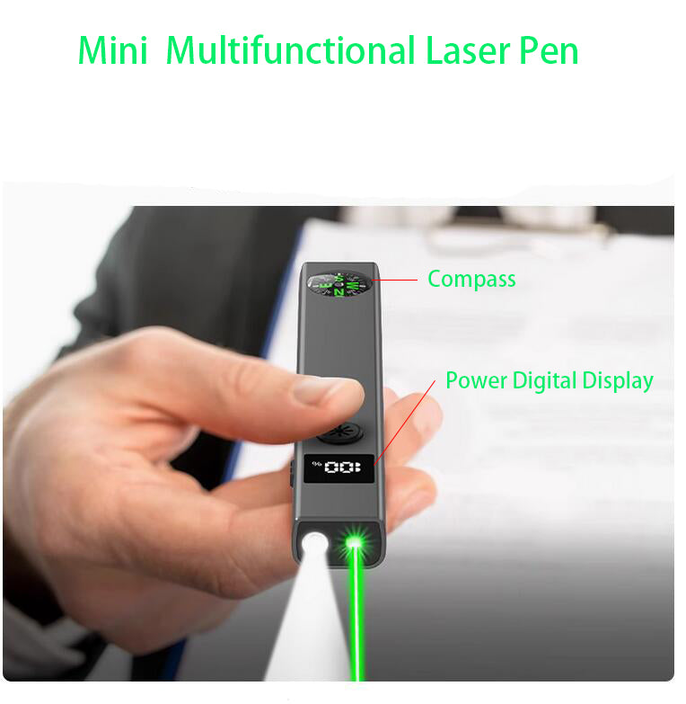 Green Laser+ White + Compass 3 in 1 Flashlight With Digital Power indicator Built-in Battery USB C Rechargeable for Teaching Hourse Sales