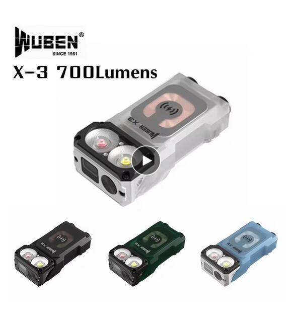 Wuben X3 Lightok 700 Lumen Wireless Charging EDC Flashlight Visual Battery indicator /180° Rotating Head /White+Red Leds
