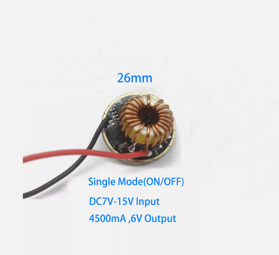 Single Mode Driver DC7V-15V 4A 26mm Diameter For 6V/12V 40W XHP70 Series LED Chip