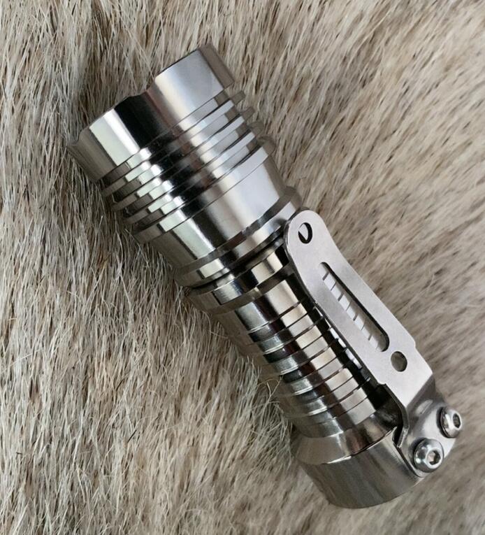 Titanium TI TC4 Customized Silver EDC Flashlight  With 16340 Battery