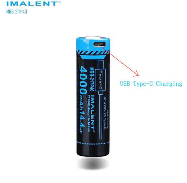 IMALENT MRB-217P40 21700 4000Mah Battery With USB Type C Charging Port for MS03 and MS03W Flashlight + 1pcs Free Flashlight