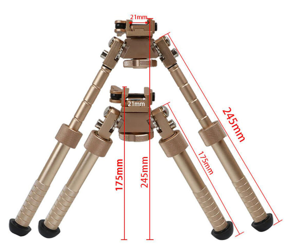 V8 Rifle Bipod Swivel Adjustable 6-9'' QD 20mm Rail Mount Foldable Hunting Bipod(Sand)