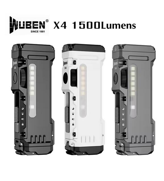 WUBEN X4 EDC Flat Flashlight 1500 Lumens with RGB Light USB-C Rechargeable -Black /White